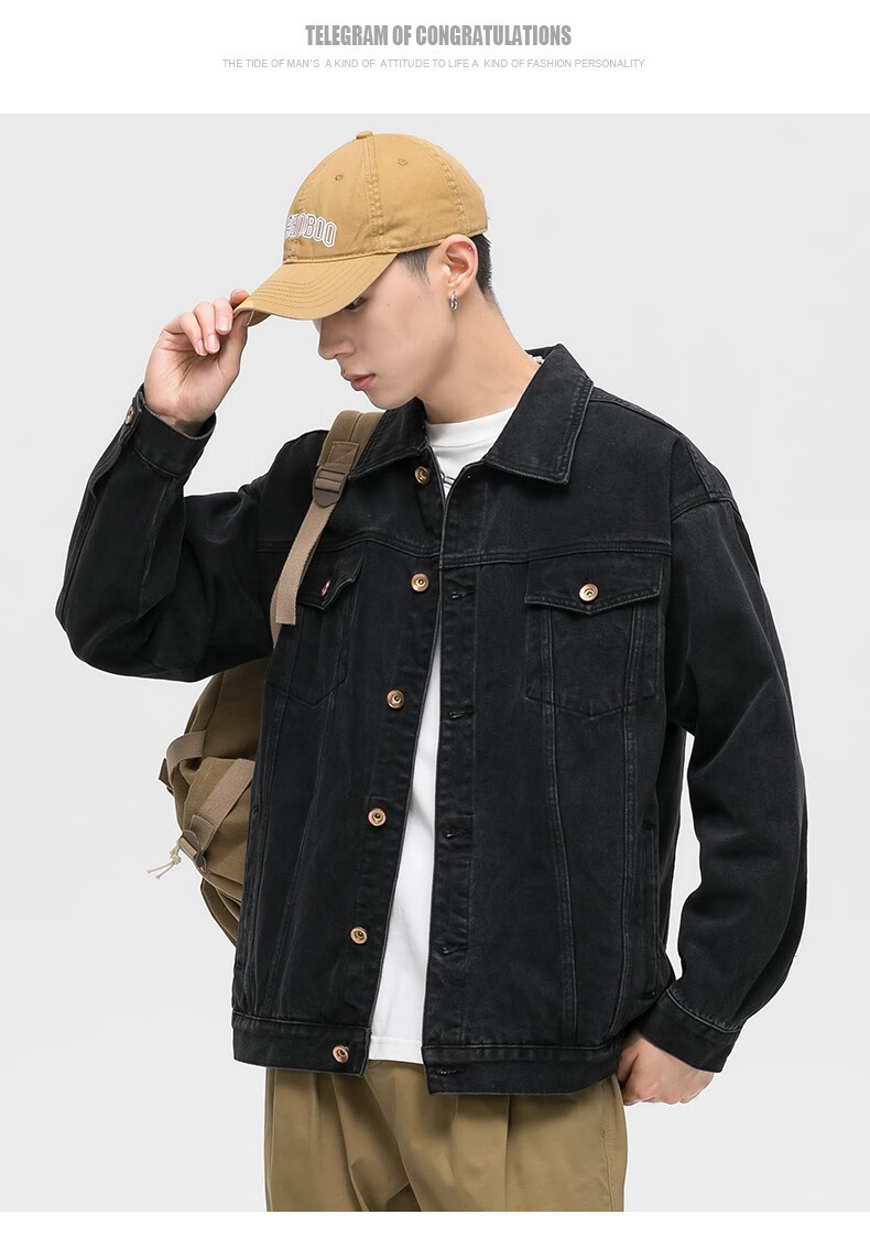 lee cooper夹克男 潮牌工装刺绣牛仔外套男士青年休闲宽松潮流男装