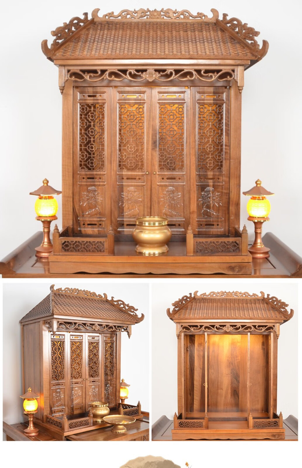 久拙汇小佛龛神龛带门壁挂式神台柜香火供台家用祖先牌位神位祖宗神堂