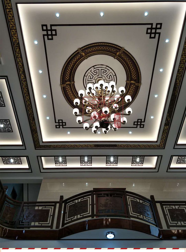 京玛pu线条新中式天花吊顶造型影视沙发背景墙线条镂空装饰轻奢现代