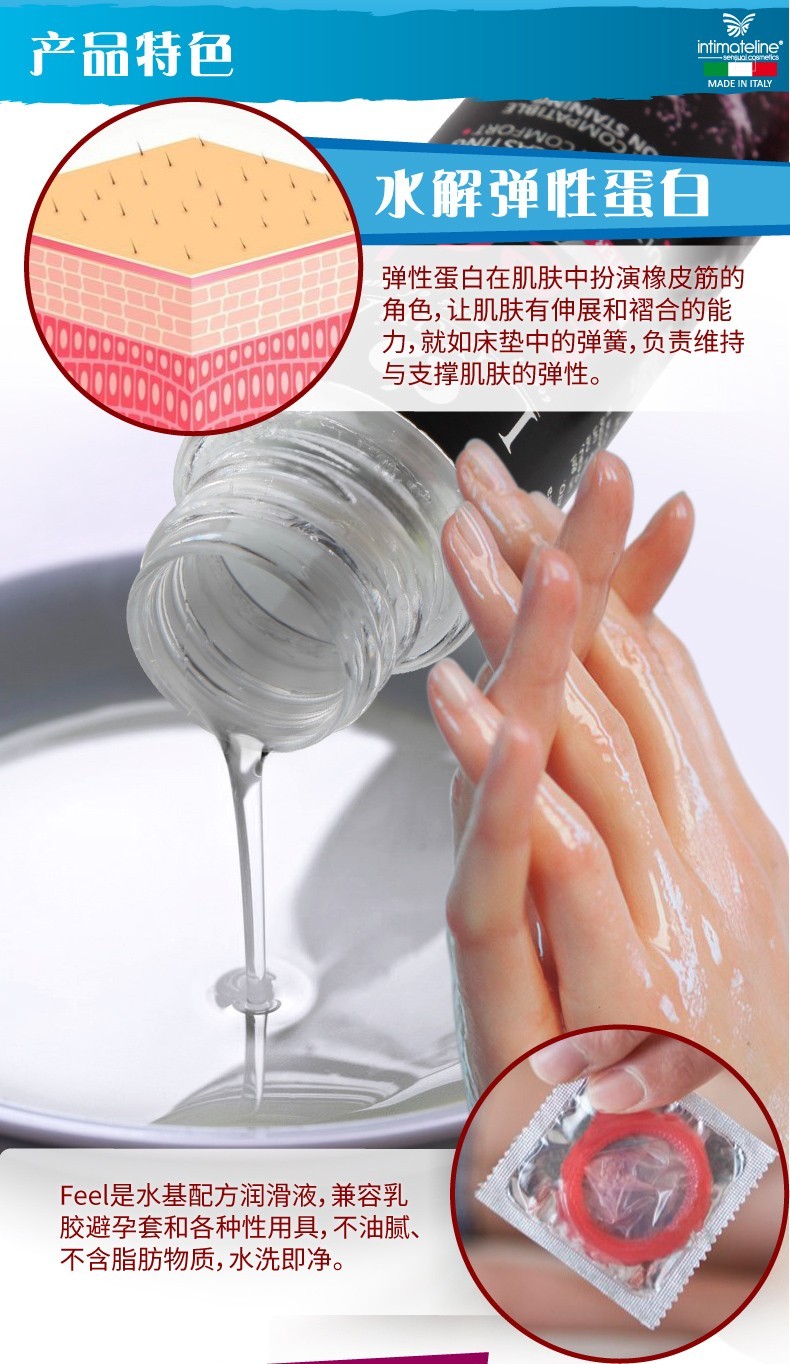 intimateline意大利进口人体润滑剂水溶性润滑油男女用后庭入块感润滑
