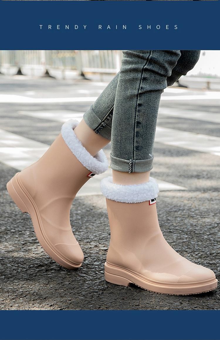 回力雨鞋女款时尚款外穿防滑中筒短筒水鞋夏季成人甜美风雨靴 绿色 41