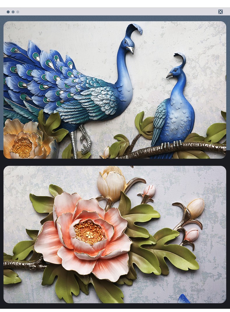 鸢苏轻奢孔雀装饰画3d立体浮雕画客厅沙发背景墙挂画现代简约卧室玄关