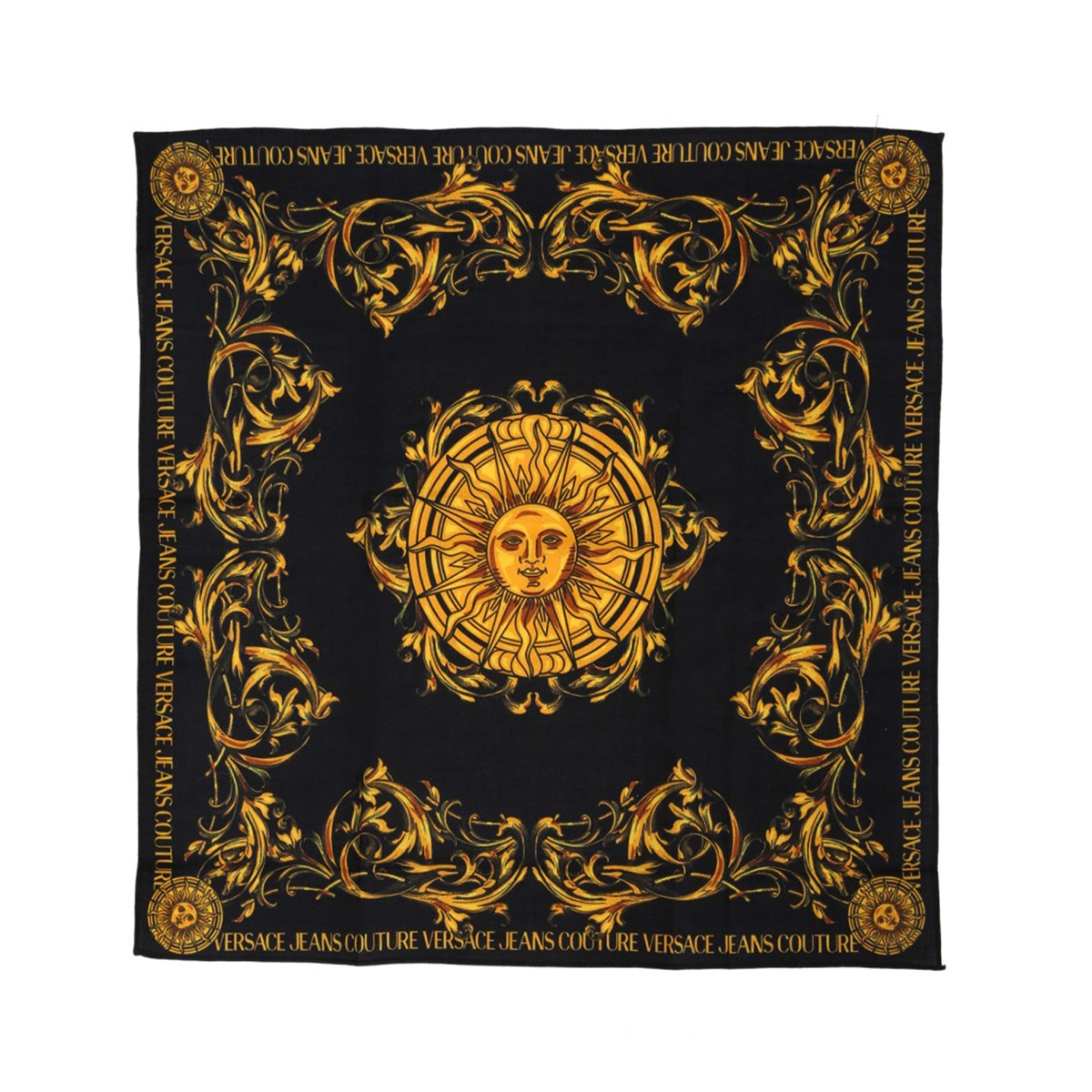 versacejeanscouture范思哲2022春夏新品女士黑色巴洛克花纹真丝丝巾