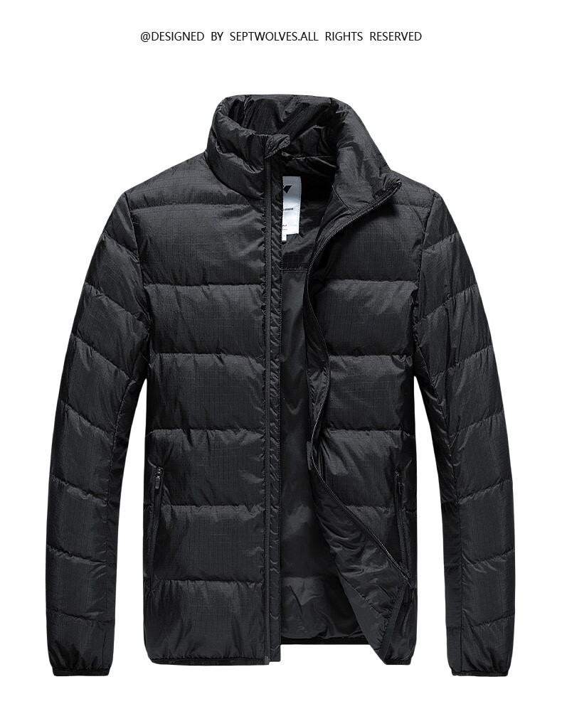 男士 立领 深蓝 外套防钻绒防风衣男装 102 100a 七匹狼羽绒服男轻薄