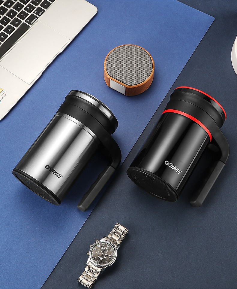 shimizu保温杯男女不锈钢大容量便携杯子带手柄商务高档办公泡茶水杯