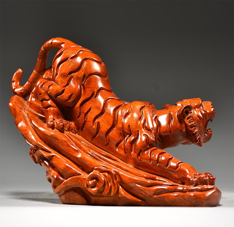 艺永轩花梨木雕老虎摆件工艺品十二生肖虎实木雕刻下山虎木质动物虎年