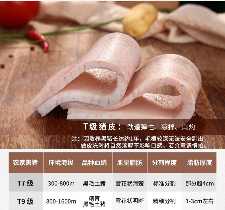 土猪猪皮大别山生态农家土猪肉皮t7黑猪猪皮5斤