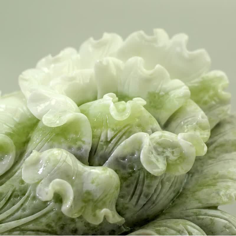 铂悦玺熙 天然玉石白菜摆件岫玉雕刻招财摆件家居玄关客厅装饰摆件送