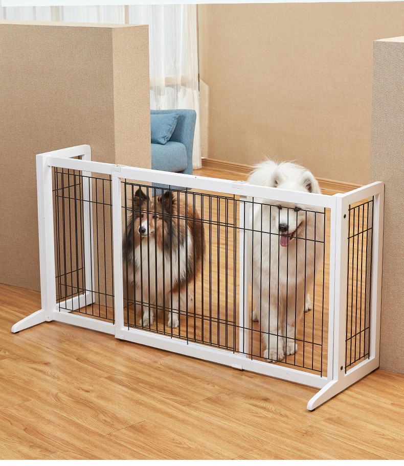 隆贝得进口实木可拉伸宠物栅栏门栏泰迪贵宾比熊隔离围栏狗栏 标准版m