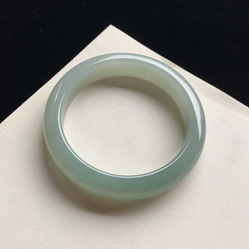 月亮阿姨女士翡翠手镯圈口577宽121厚85mm冰糯晴绿正圈高端送老婆送礼