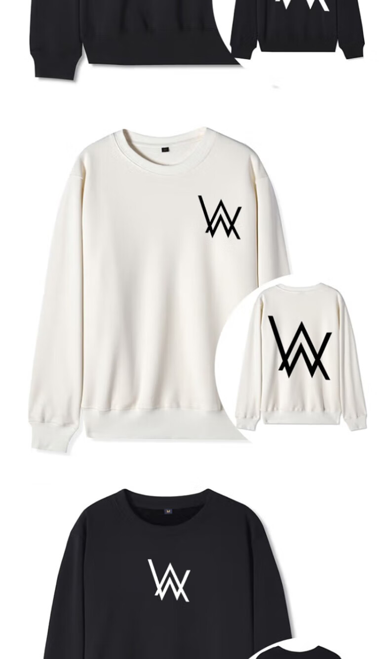 沃斯梵 艾伦沃克卫衣男无帽alan walker外套宽松圆领衣服春秋季薄款