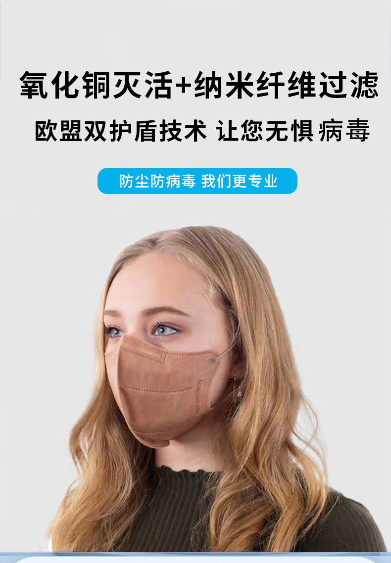 respilon欧洲进口kn95口罩纳米纤维可重复使用口罩氧化铜杀菌灭活口罩