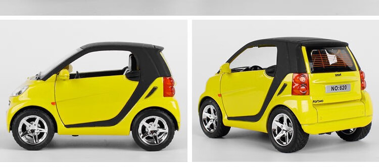 1:32奔驰smart仿真合金车模手办摆件儿童玩具车模型 小奔驰smart 粉