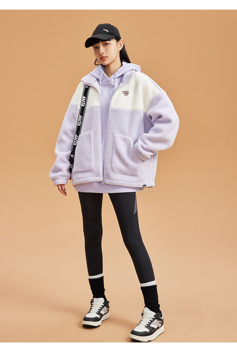 安踏(anta) 【关晓彤同款】绒绒外套丨针织运动外套女2022秋冬季羊羔
