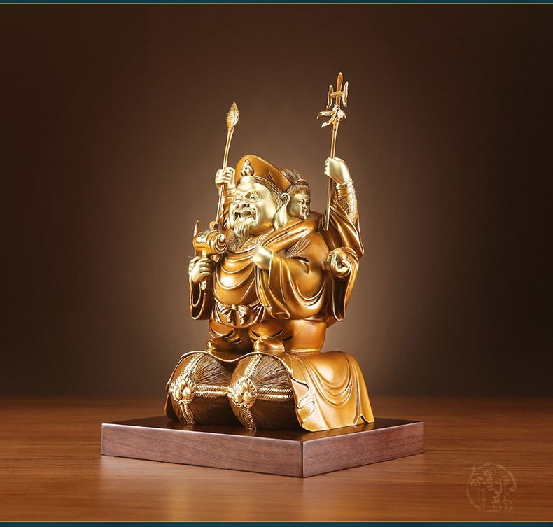 春墨辰韵铜三面大黑天摆件铜像财神像摆设家居财神摆件招手财神摆件