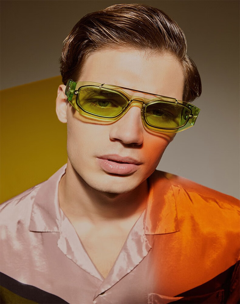 versace范思哲墨镜男款太阳镜不规则形眼镜0ve2235 1002/3透明棕镜面