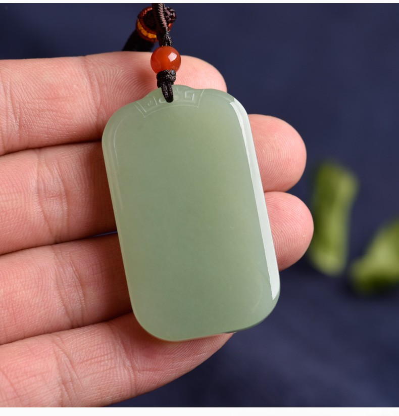 女王节礼物景妍新疆和田玉吊坠青白玉平安无事牌玉牌男女玉石挂件项链