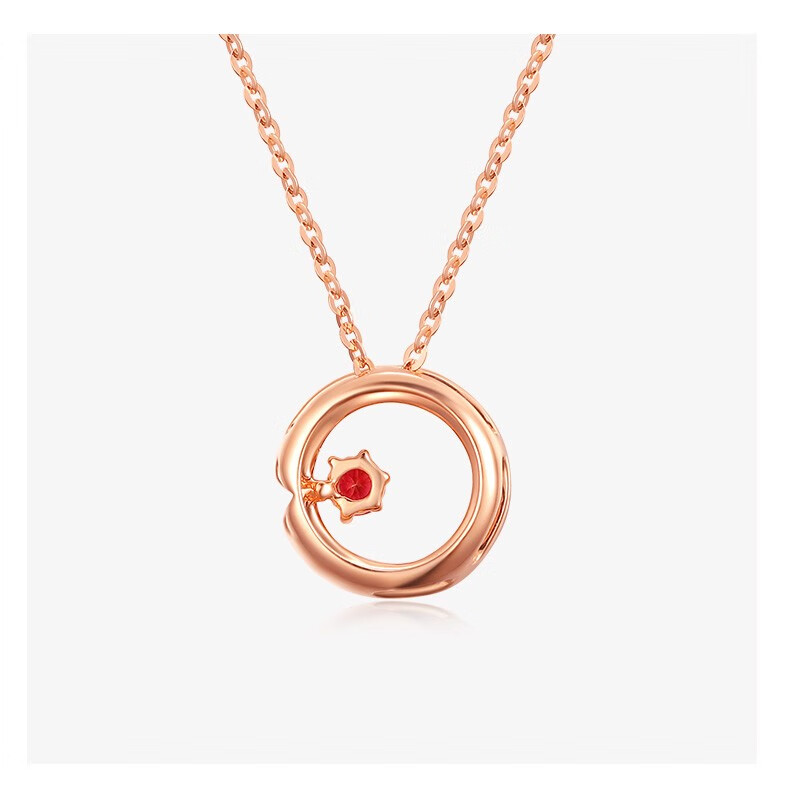 tsl谢瑞麟18k金钻石项链女款悦己系列玫瑰金红宝石锁骨套链bc757钻石