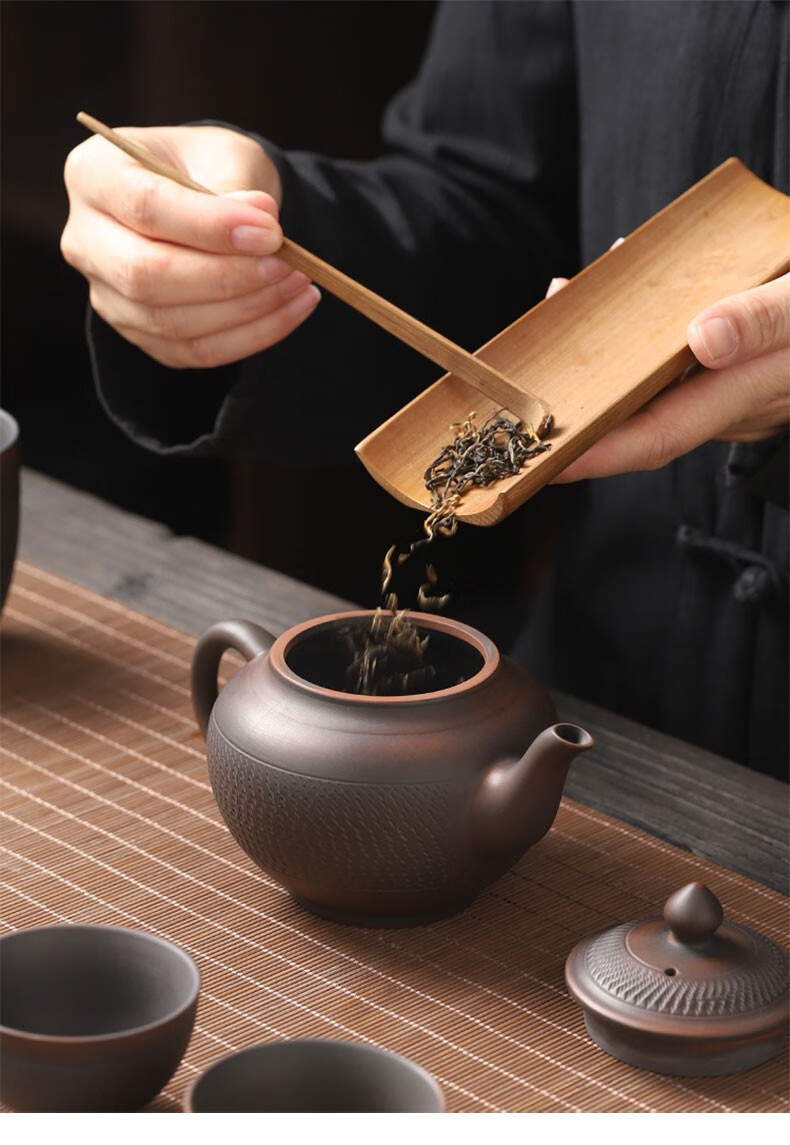 紫陶功夫茶具套装高档家用客厅办公复古泡茶建水陶瓷紫砂盖碗茶杯 10