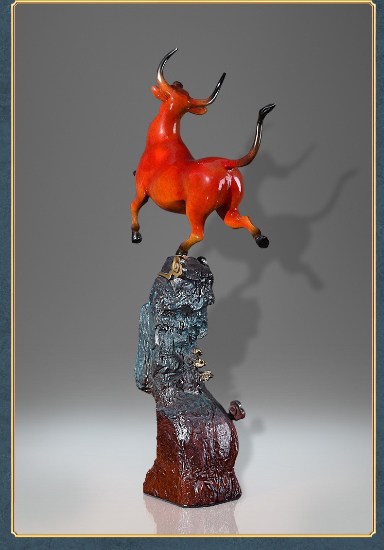卓正鸿运福牛铜工艺品摆件牛气冲天客厅家居装饰品公司乔迁礼品送朋友