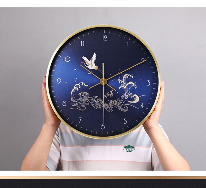 装饰家用简约时尚大气时钟静音现代挂墙钟表鲤跃龙门静音机芯直径40cm