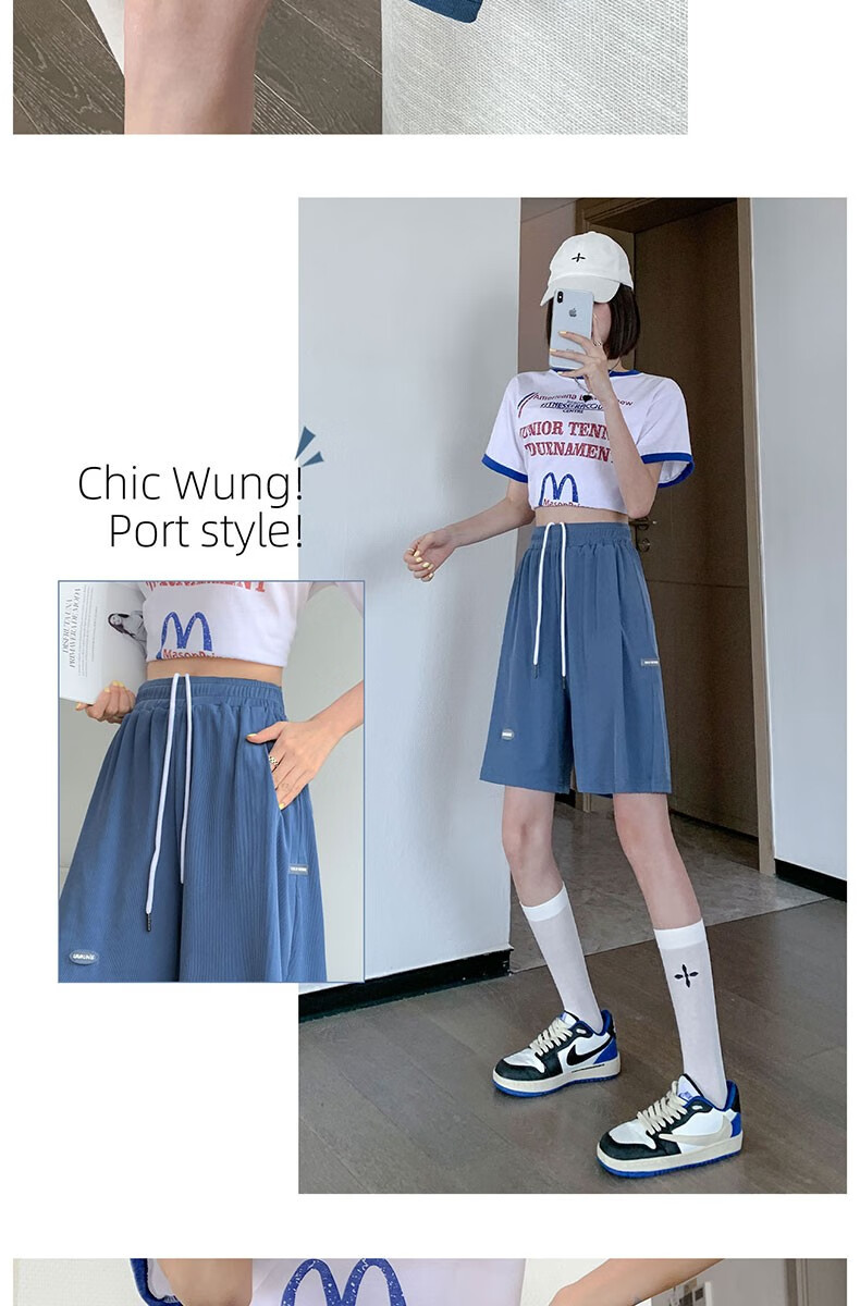 LangSha Ice Silk Shorts for Women, Summer Lightweight High-Waist Loose-Fitting Slimming Wide-Leg Mid-Length Pants, Quick-Dry Casual Sports Knee-Length Shorts 23