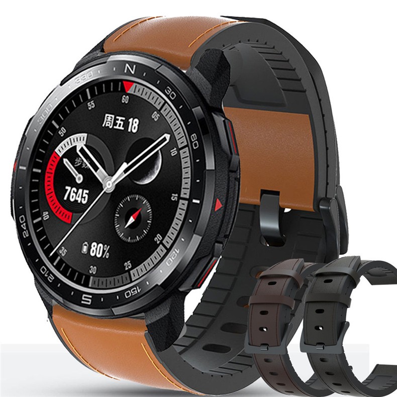 vbnm 荣耀手表gs3表带gs pro手表带真i皮硅胶混合款荣耀魔法watch2代