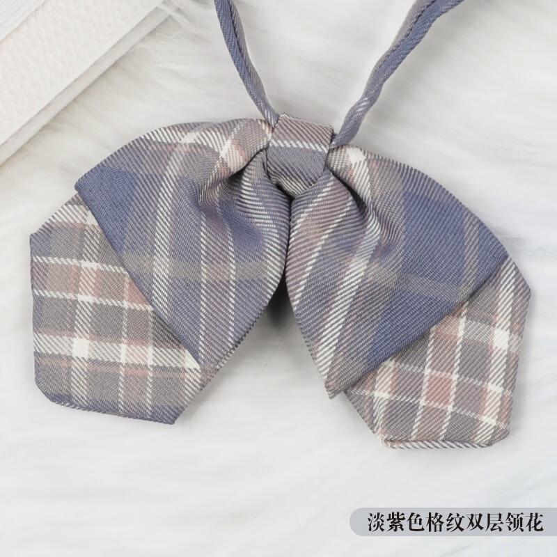 jk领结日系韩版女领花双层学院风飘带免打蝴蝶结毕业照领带水手服 紫