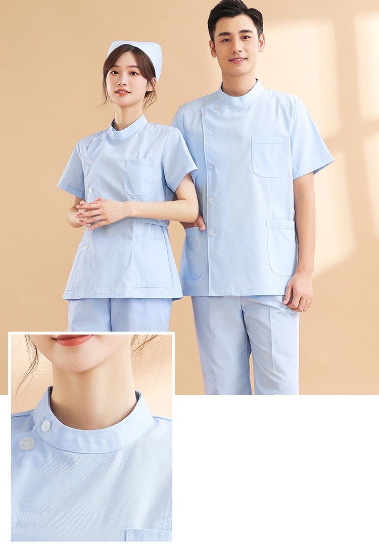 剑潭(jiantan)口腔牙科医生工作服女长袖蓝色圆领护士分体套装夏季