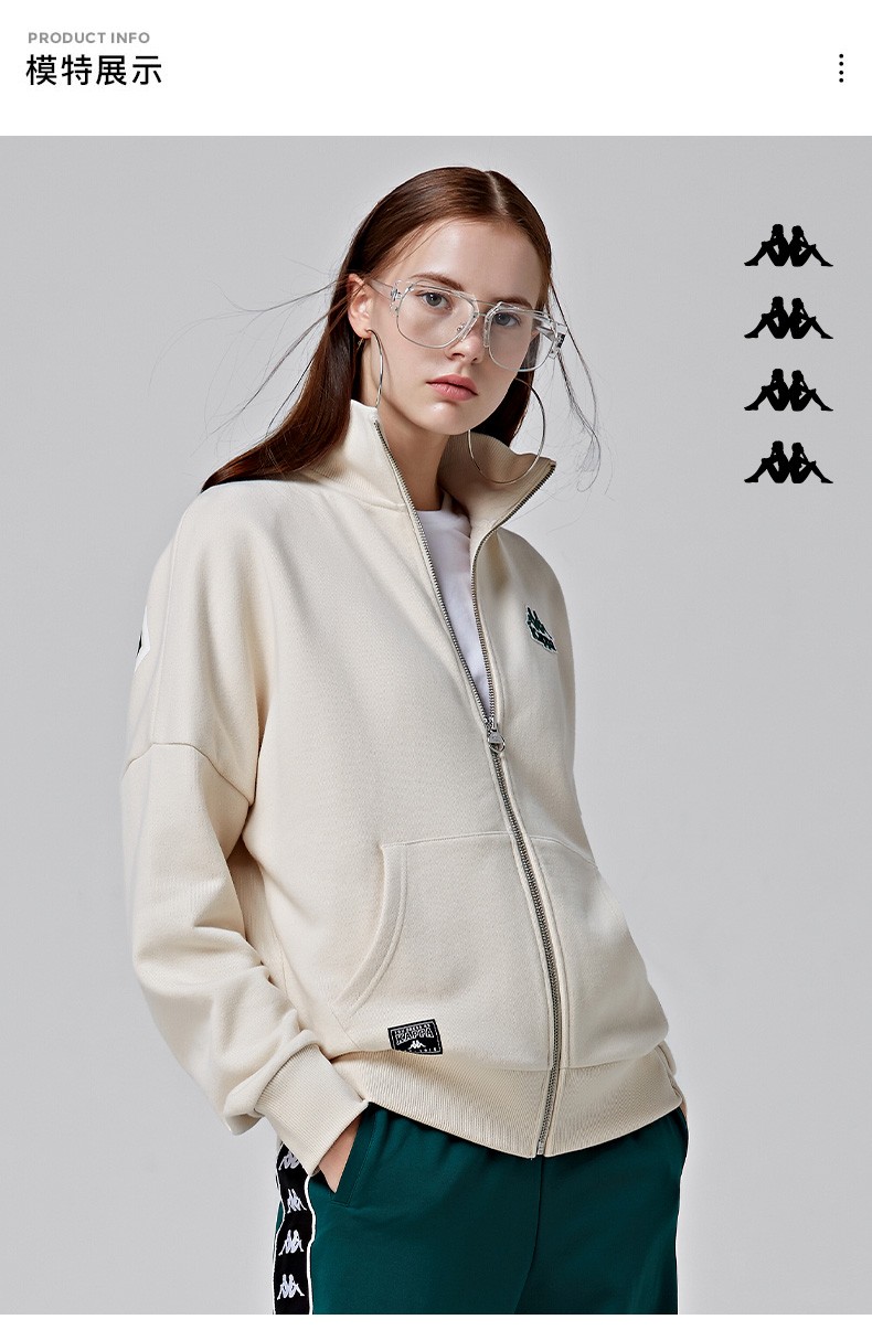 kappa卡帕女运动卫衣休闲印花针织开衫夹克潮款外套k0862wk75d女款