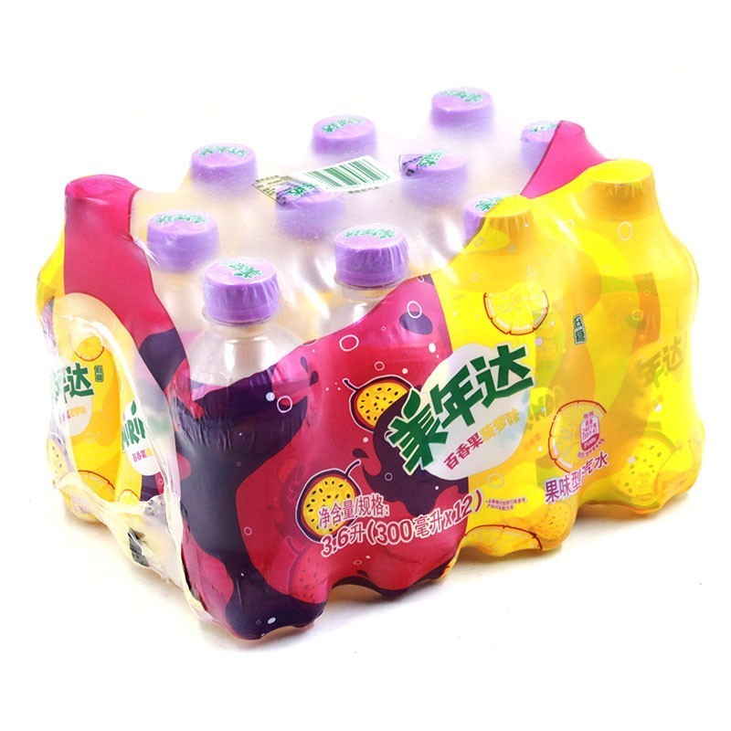 果菠萝味300ml612瓶美年达迷你瓶装百香果菠萝味碳酸饮料可乐汽水6瓶