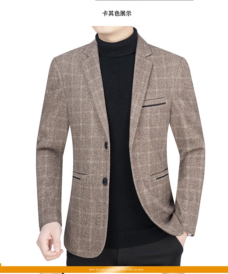 美国保罗休闲西装男春秋季商务绅士小西服中老年爸爸便服单西外套