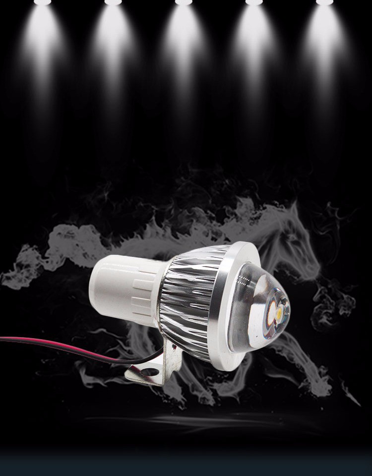 电动车摩托车led强光射灯改装12v48v60v72v超亮外置大灯鱼眼射灯黑色
