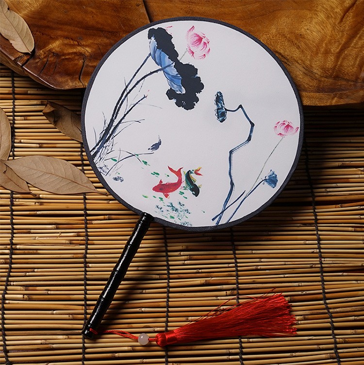 三曼多古风扇子团扇中国风舞蹈夏季古典古装宫廷汉服女扇长柄流苏小圆