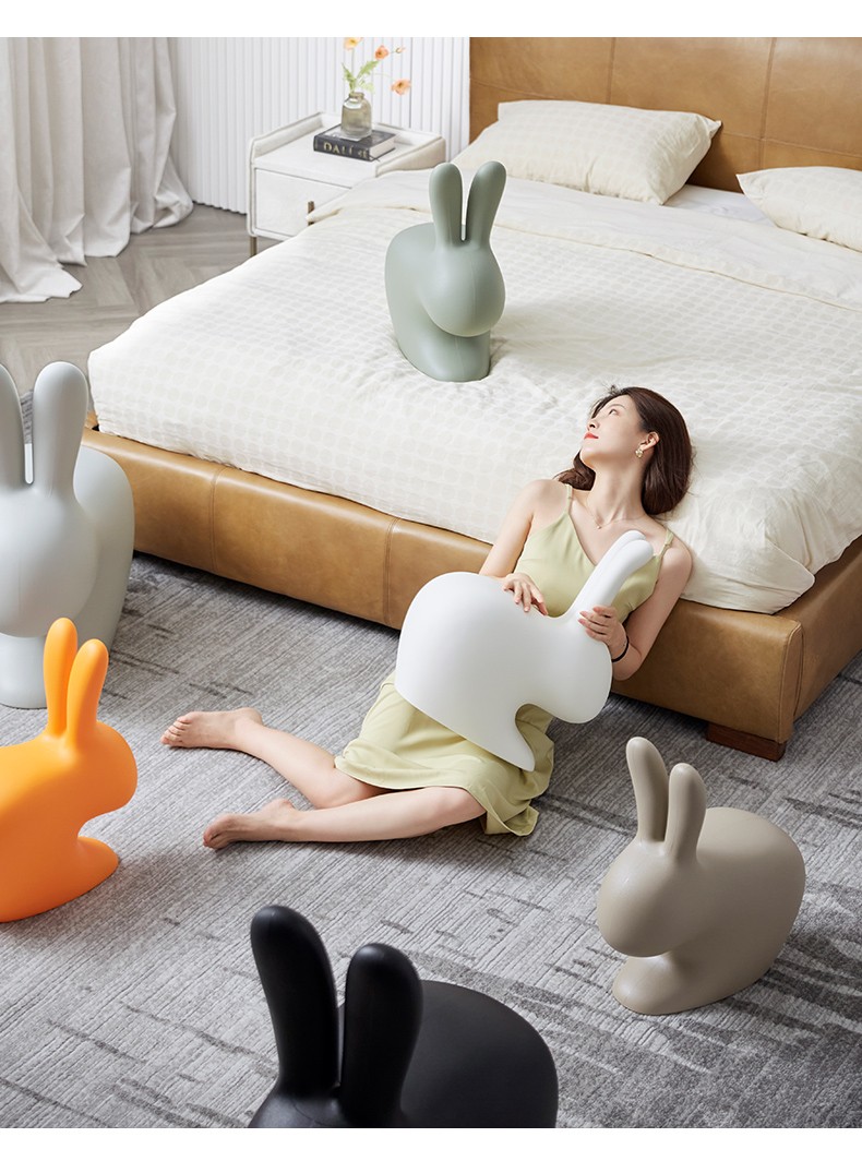 进口 rabbit chair baby休闲椅 客厅摆件 聚乙烯浅灰色兔子椅子【图片