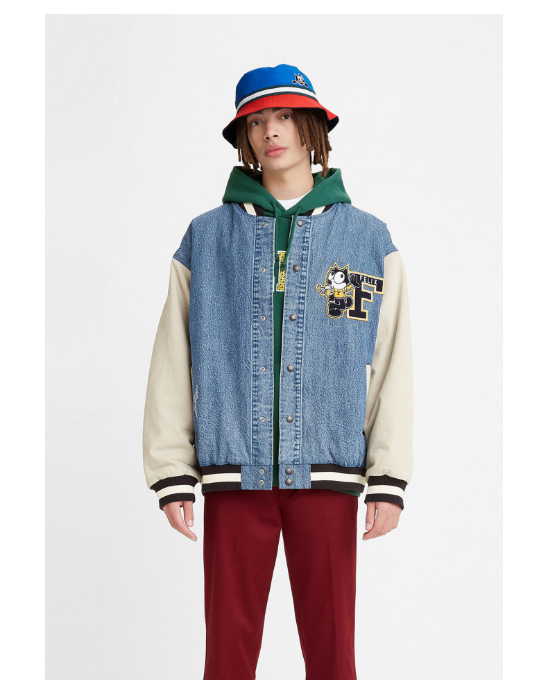 levisxfelix联名系列21秋季新款男士李维斯棒球服外套a12430000拼色l