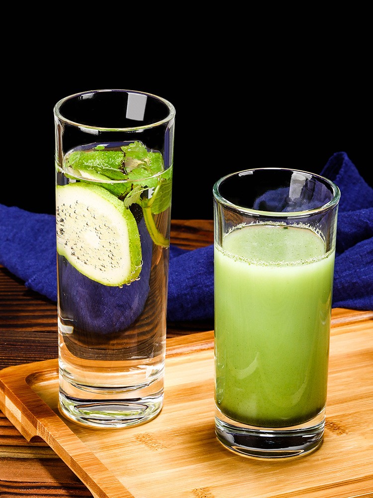 功夫门大排档餐厅直身玻璃杯水杯饮料果汁杯牛奶杯漱口茶杯直身杯一套