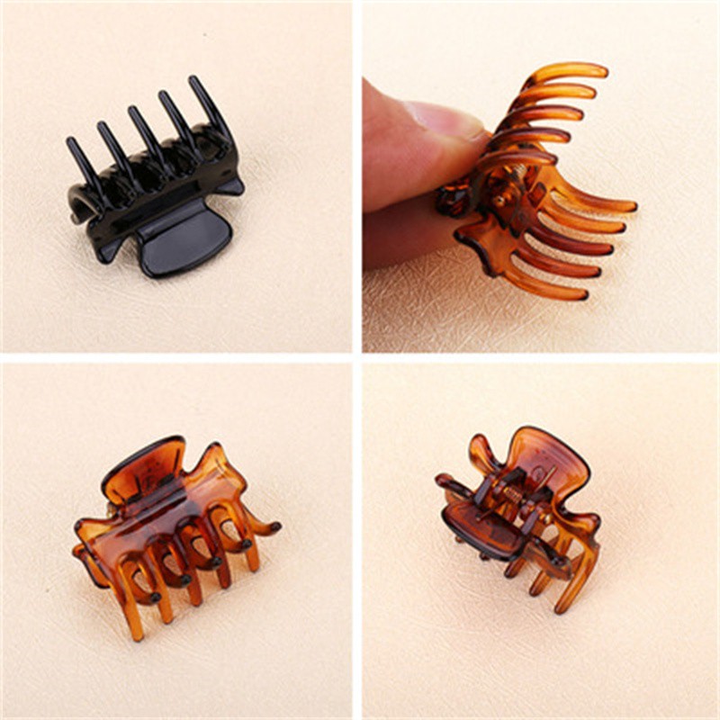 韩国黑色百搭刘海碎发小号抓夹小发抓簧发夹子头饰品长齿小抓磨砂黑12