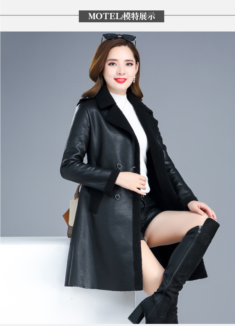 品牌: 欧偲麦 商品名称:欧偲麦 皮衣女士皮衣外套女装中长款pu皮夹克