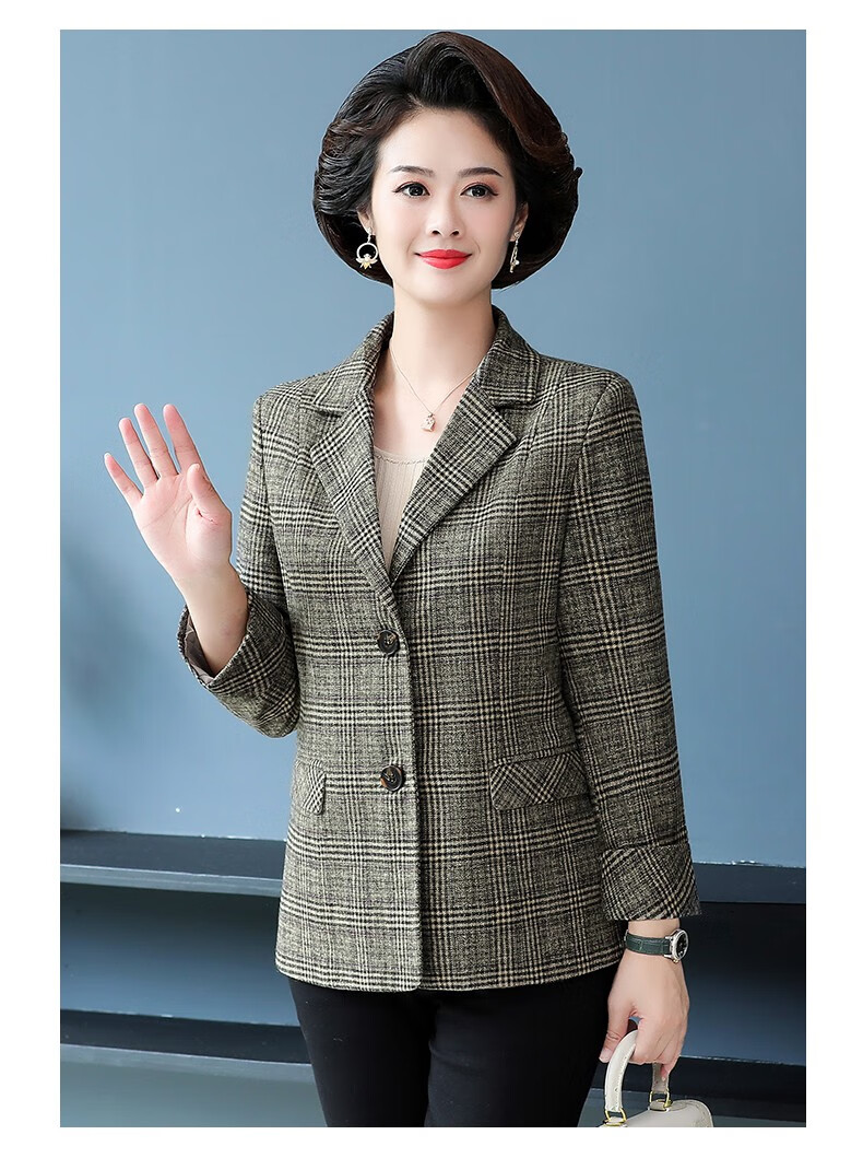 称美中老年女装春装西装405060岁新款中年妈妈装春秋季短款外套时尚大