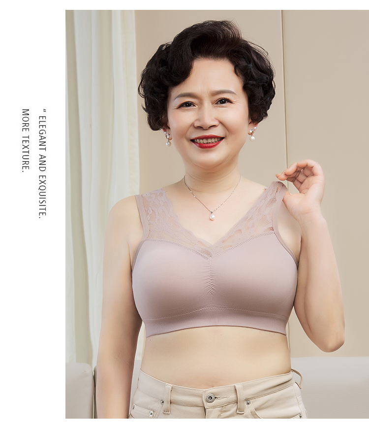 中老年妈妈内衣背心式女大胸显小文胸中老年人夏季透气小背心无钢圈