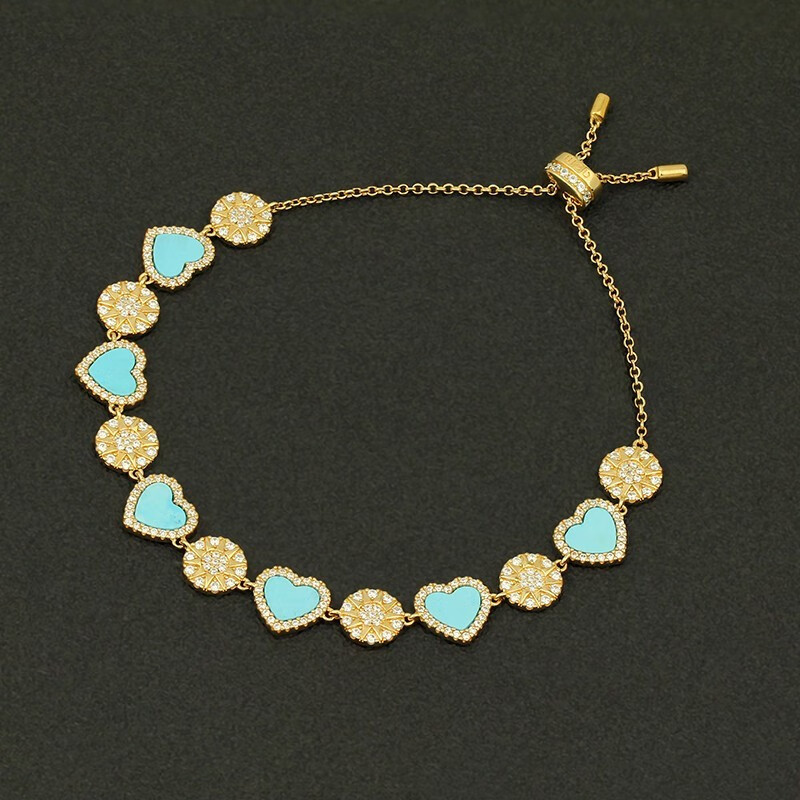 apm monaco 蓝色爱心系列手链女 夏日倾情心形潮简约轻奢手链送女友