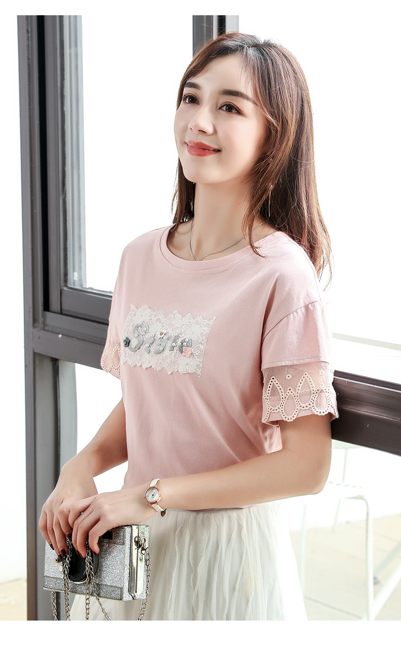 梵乔希品牌纯棉t恤女短袖夏装2020年新款宽松女装ins韩版蕾丝拼接半袖