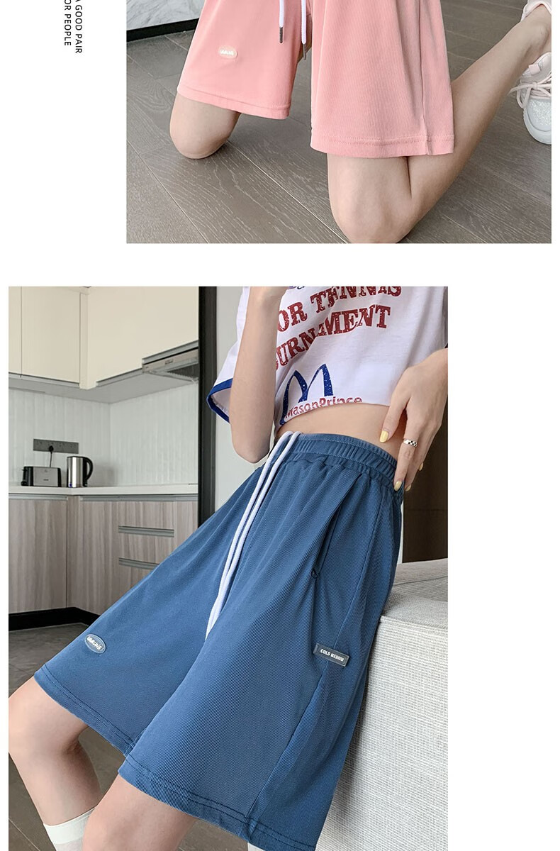 LangSha Ice Silk Shorts for Women, Summer Lightweight High-Waist Loose-Fitting Slimming Wide-Leg Mid-Length Pants, Quick-Dry Casual Sports Knee-Length Shorts 22