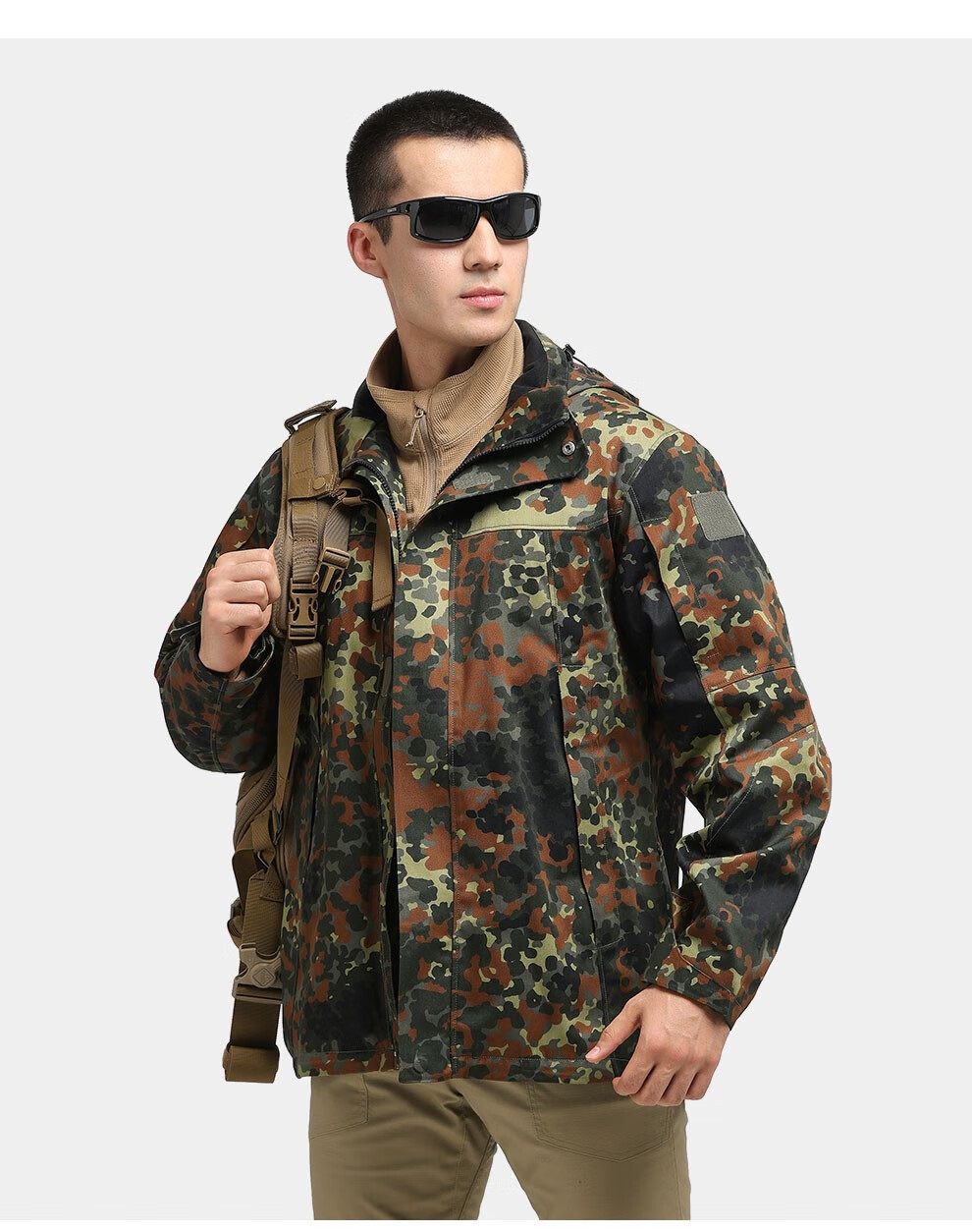 鹰爪行动德国经典德斑迷彩夹克军迷作训服战术外套秋季户外休闲风衣