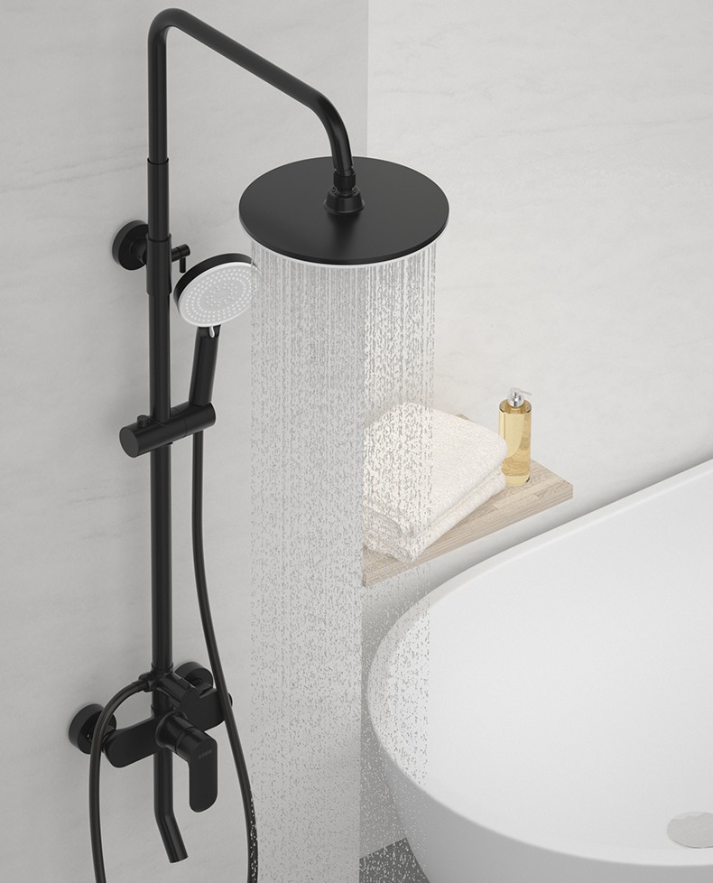 花洒套装浴室沐浴头家用卫生间自洁顶喷eft13028三功能淋浴花洒银色