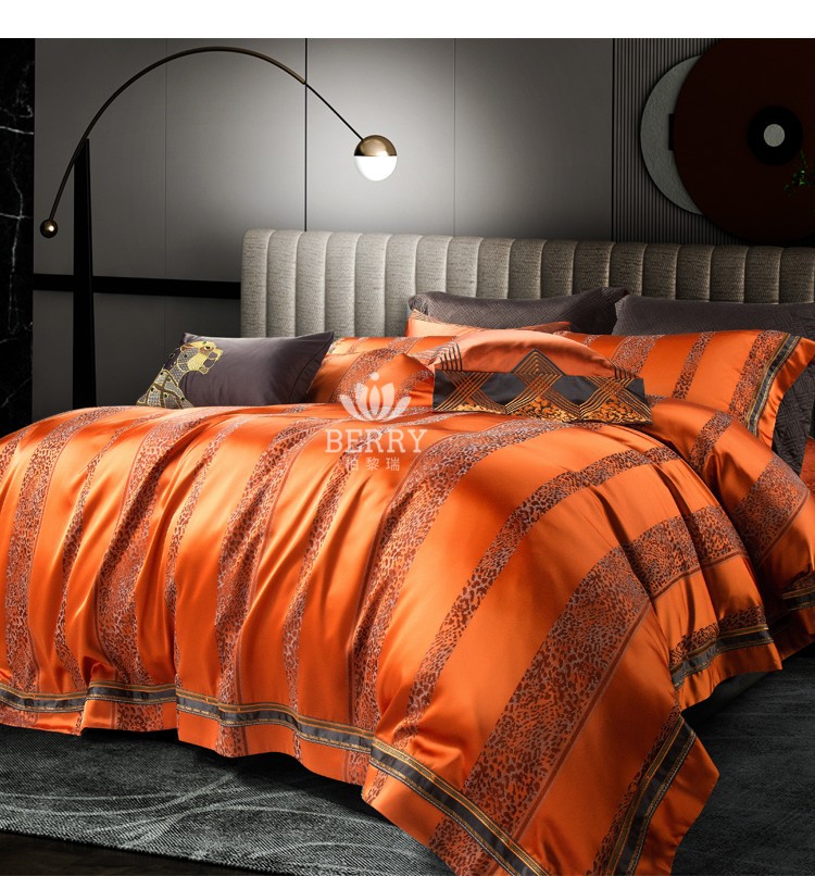 柏黎瑞(berry)奢华500t欧式锦缎四件套全棉宫廷风件套床上用品黄色