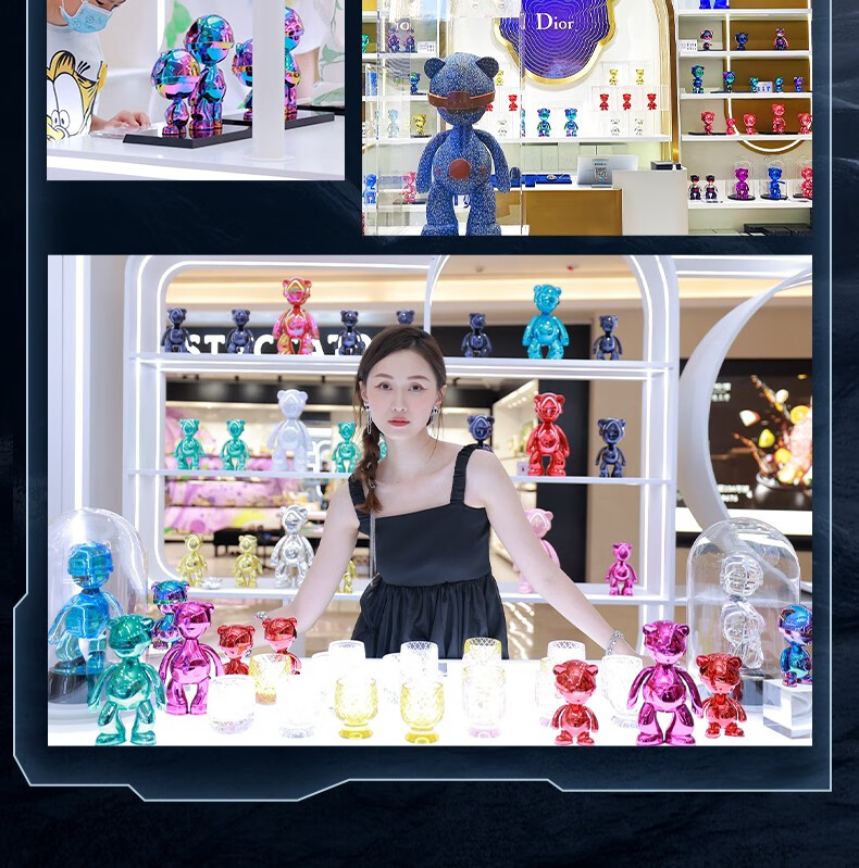 dior潮玩引力熊手办奢侈品潮流精品艺术摆件199mm穿越版系列生日礼物