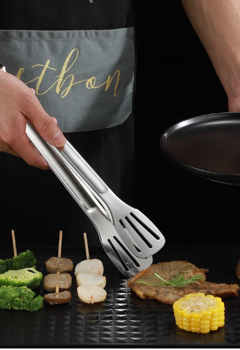 sstar304不锈钢食品夹子面包夹烧烤夹实物夹菜夹子牛排夹油炸烘焙家用