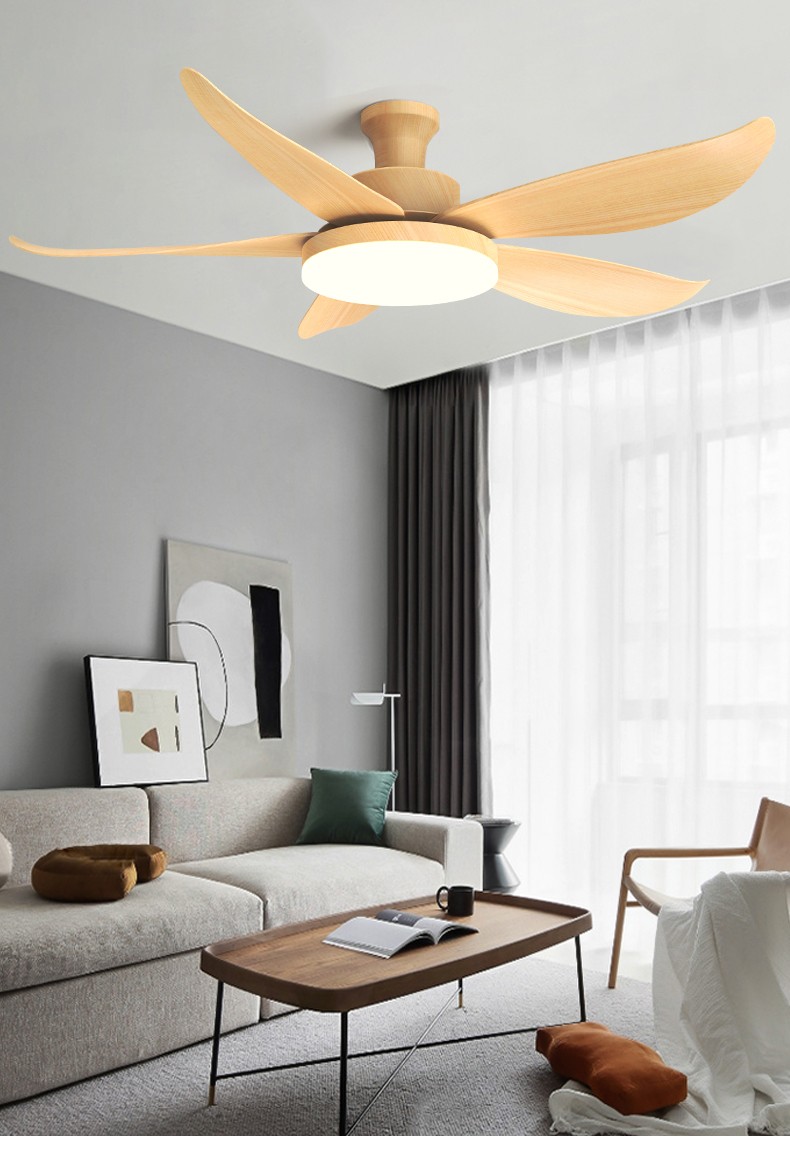 奥克斯aux风扇灯原木纹原木色吊扇灯装饰风扇吊灯木叶餐厅吊灯风扇